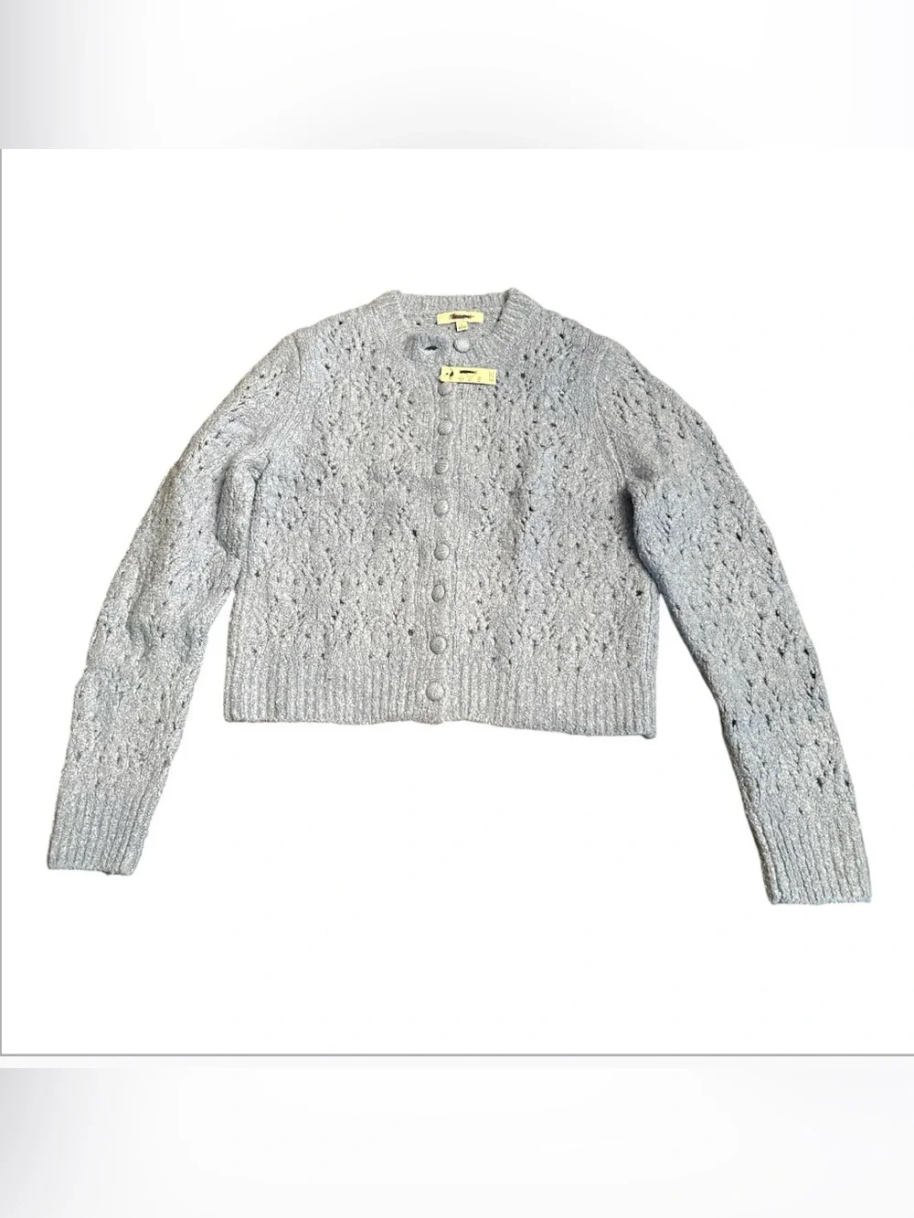 Madewell Pointelle-Stitch Cardigan Cotton Blend Hydrangea blue NY433 Size S NWT